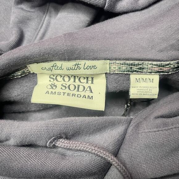 Scotch & Soda French Terry Graphic Hoodie Embroidered Purple Sky Medium NWT $118 - Picture 4 of 11